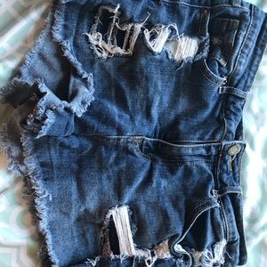 Ripped jean shorts